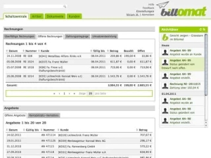 Screenshot of Billomat's software